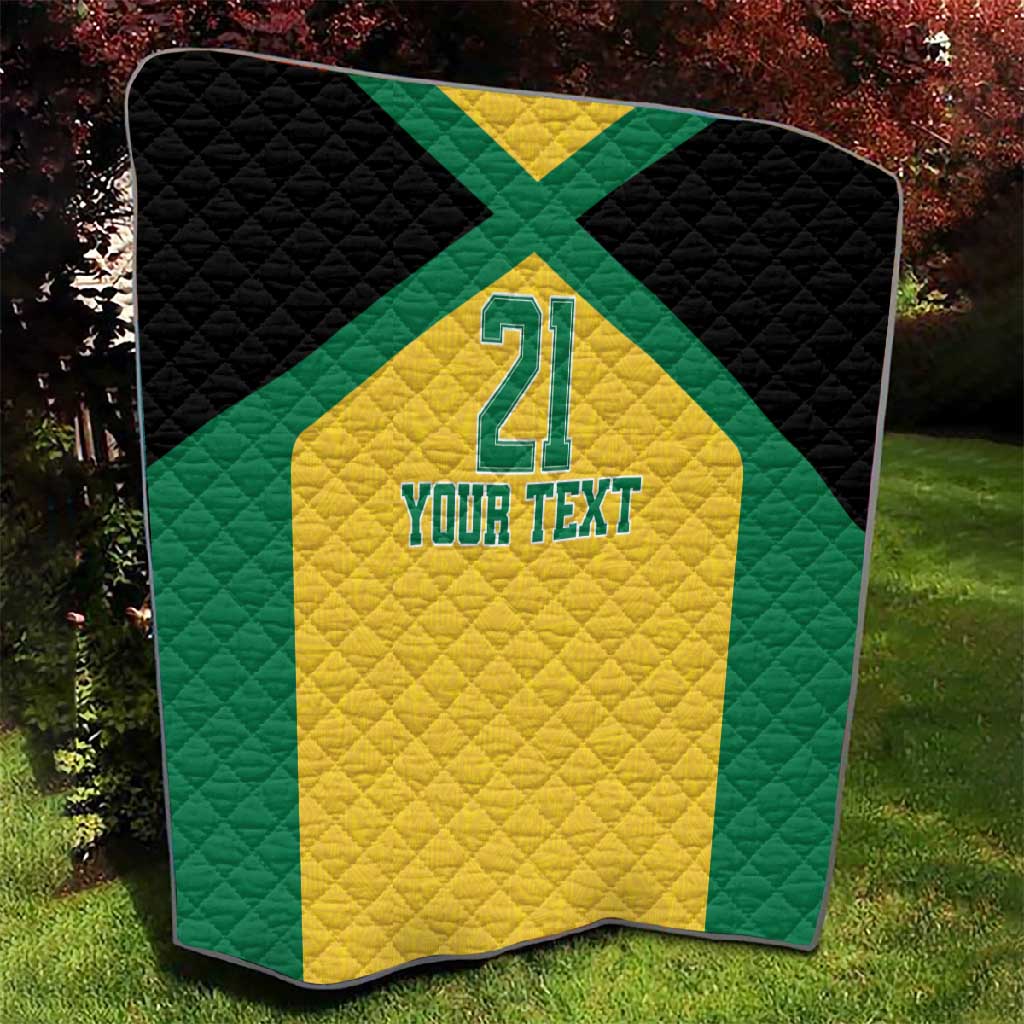 Afro-Jamaicans Football Custom Quilt Gold Ethnic Motifs LT9