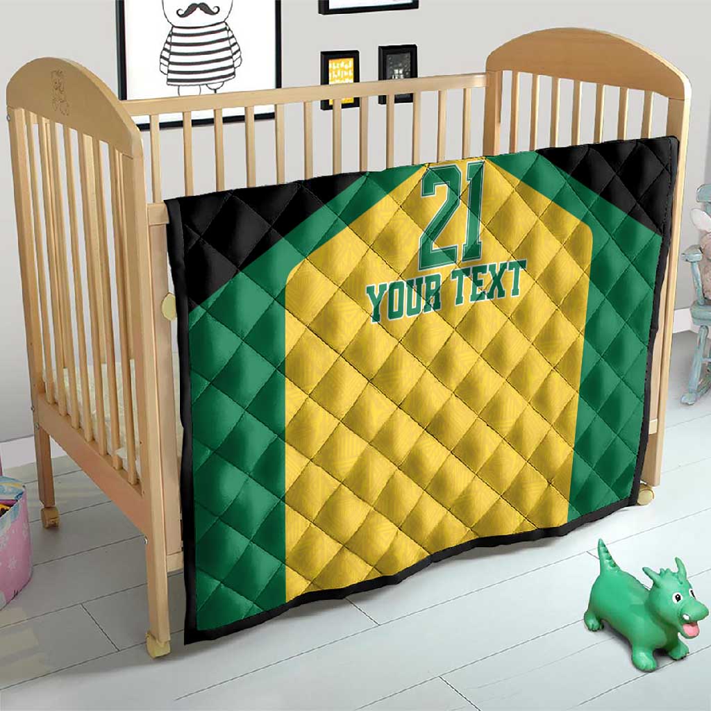 Afro-Jamaicans Football Custom Quilt Gold Ethnic Motifs LT9
