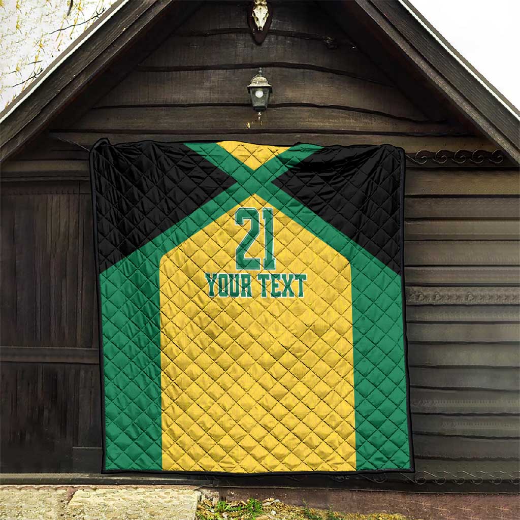 Afro-Jamaicans Football Custom Quilt Gold Ethnic Motifs LT9