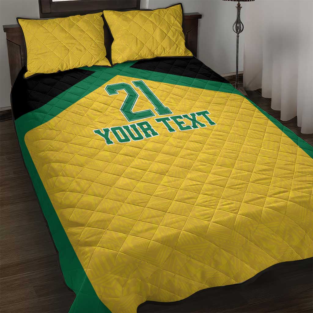 Afro-Jamaicans Football Custom Quilt Bed Set Gold Ethnic Motifs LT9