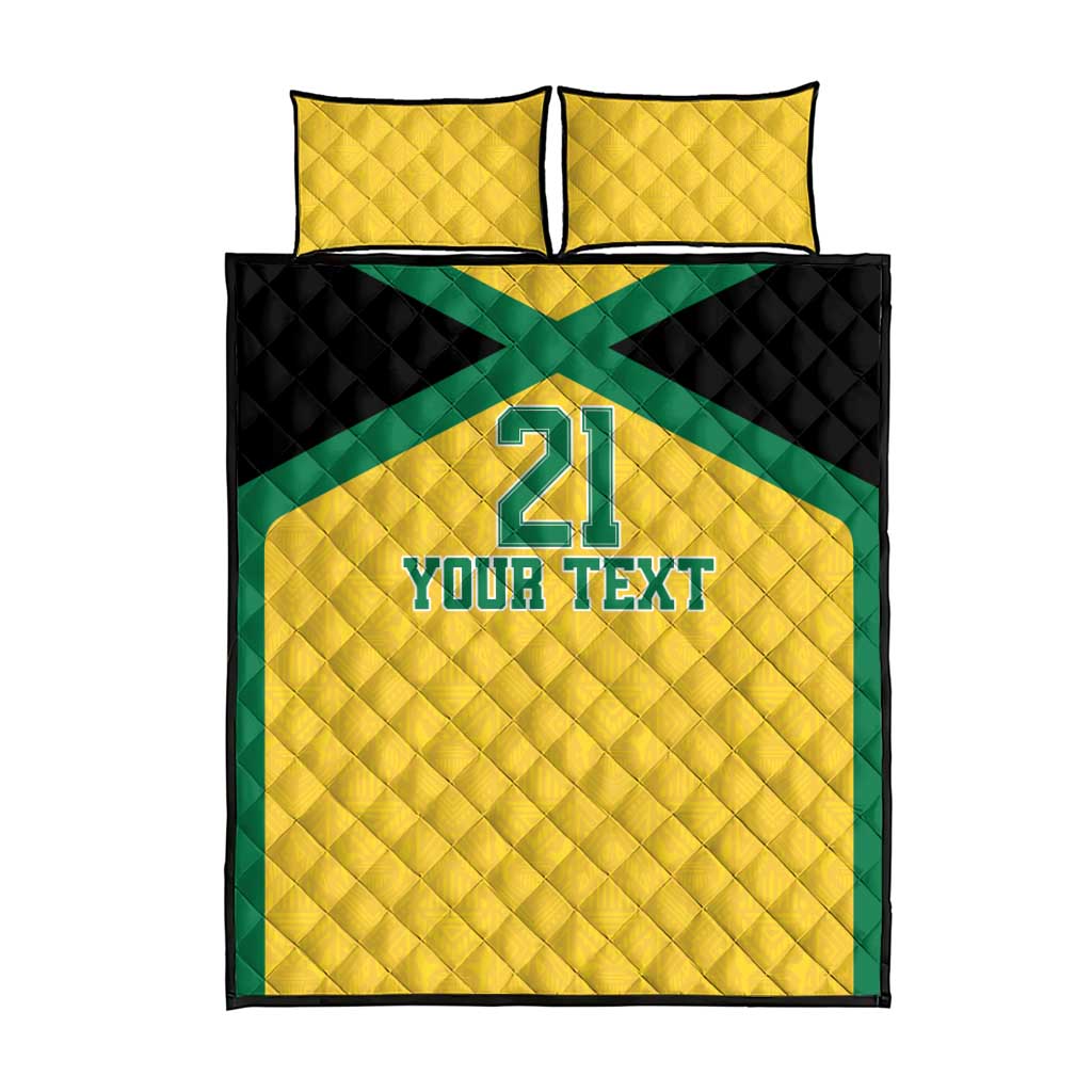 Afro-Jamaicans Football Custom Quilt Bed Set Gold Ethnic Motifs LT9
