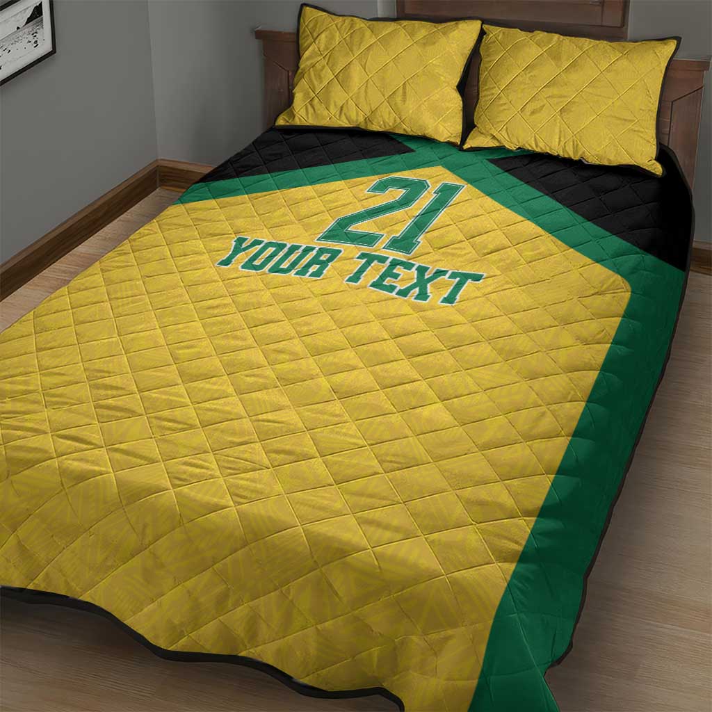 Afro-Jamaicans Football Custom Quilt Bed Set Gold Ethnic Motifs LT9