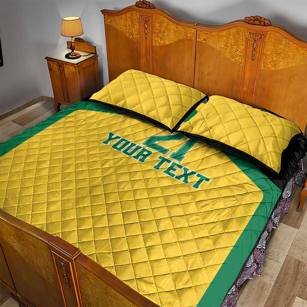 Afro-Jamaicans Football Custom Quilt Bed Set Gold Ethnic Motifs LT9