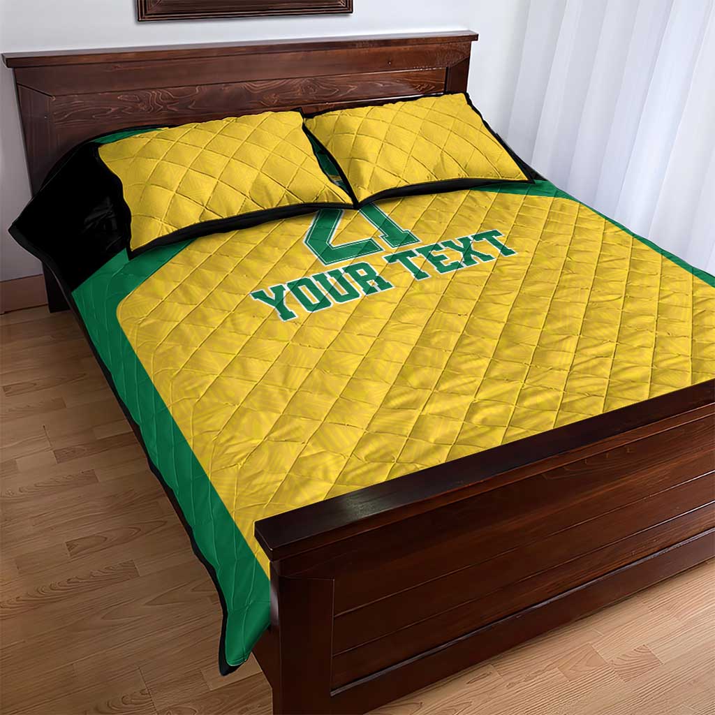 Afro-Jamaicans Football Custom Quilt Bed Set Gold Ethnic Motifs LT9