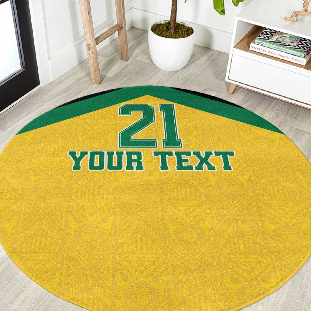 Afro-Jamaicans Football Custom Round Carpet Gold Ethnic Motifs LT9
