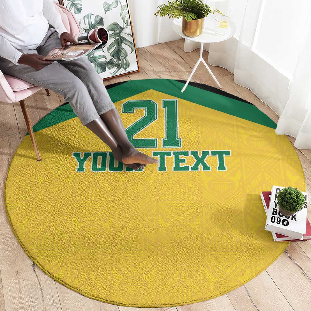 Afro-Jamaicans Football Custom Round Carpet Gold Ethnic Motifs LT9