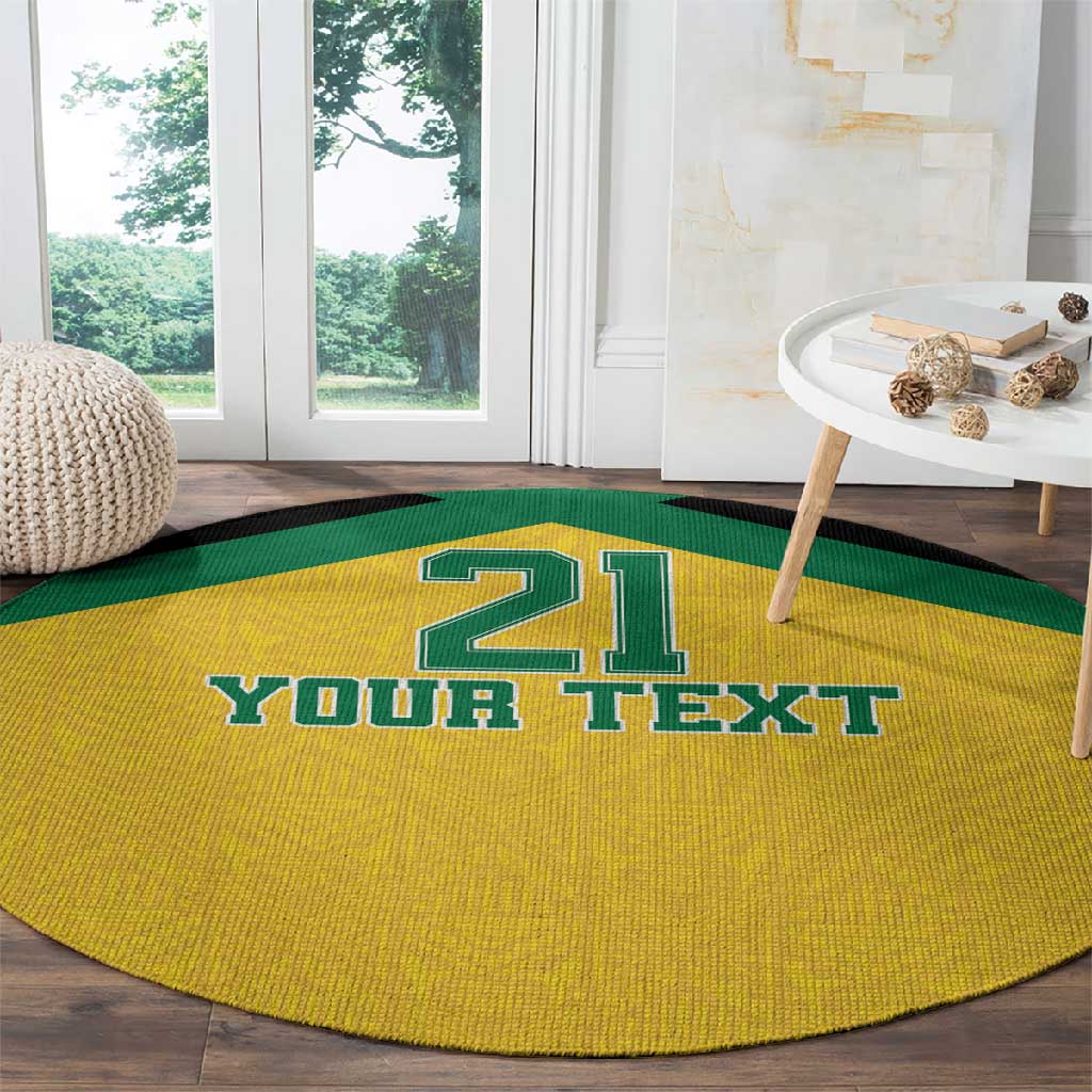 Afro-Jamaicans Football Custom Round Carpet Gold Ethnic Motifs LT9