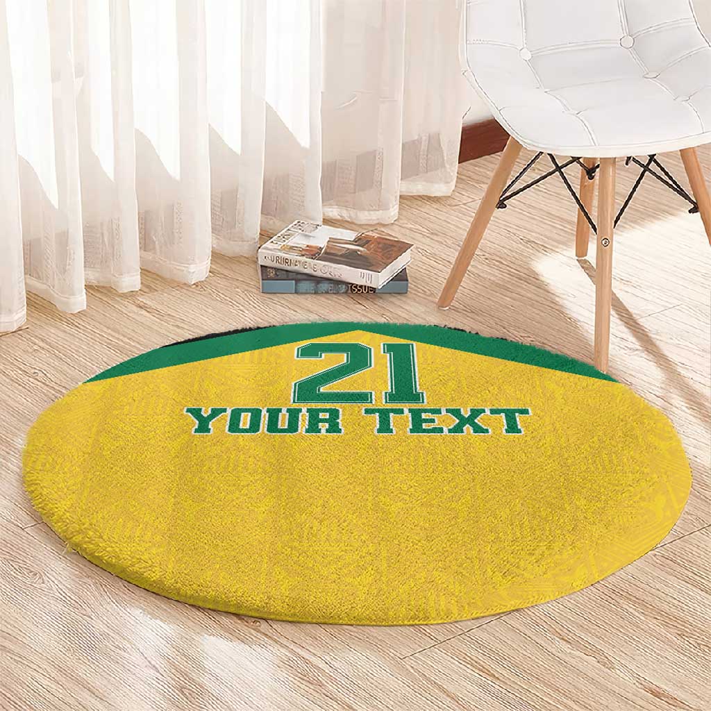 Afro-Jamaicans Football Custom Round Carpet Gold Ethnic Motifs LT9