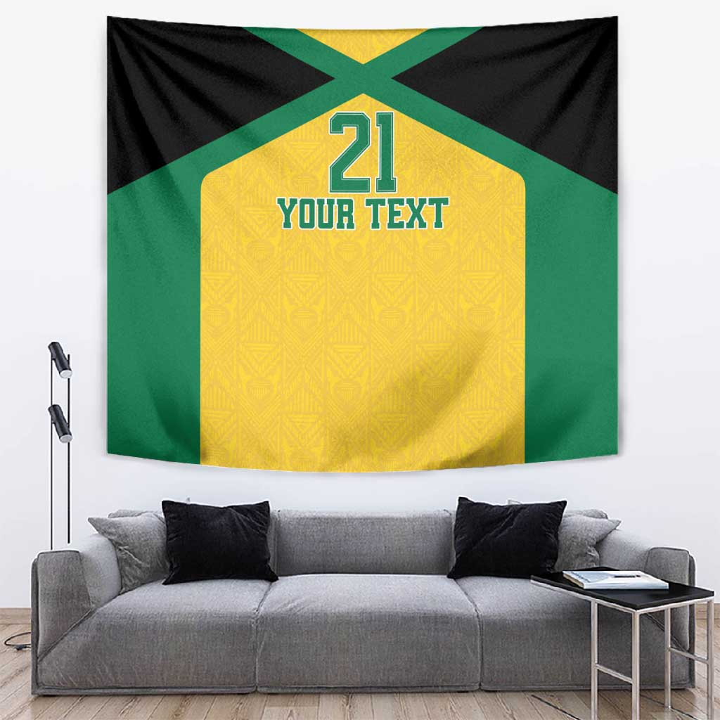 Afro-Jamaicans Football Custom Tapestry Gold Ethnic Motifs LT9