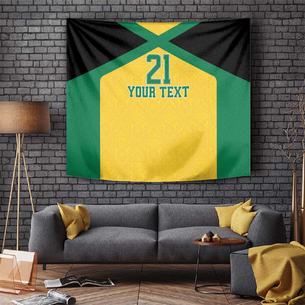 Afro-Jamaicans Football Custom Tapestry Gold Ethnic Motifs LT9