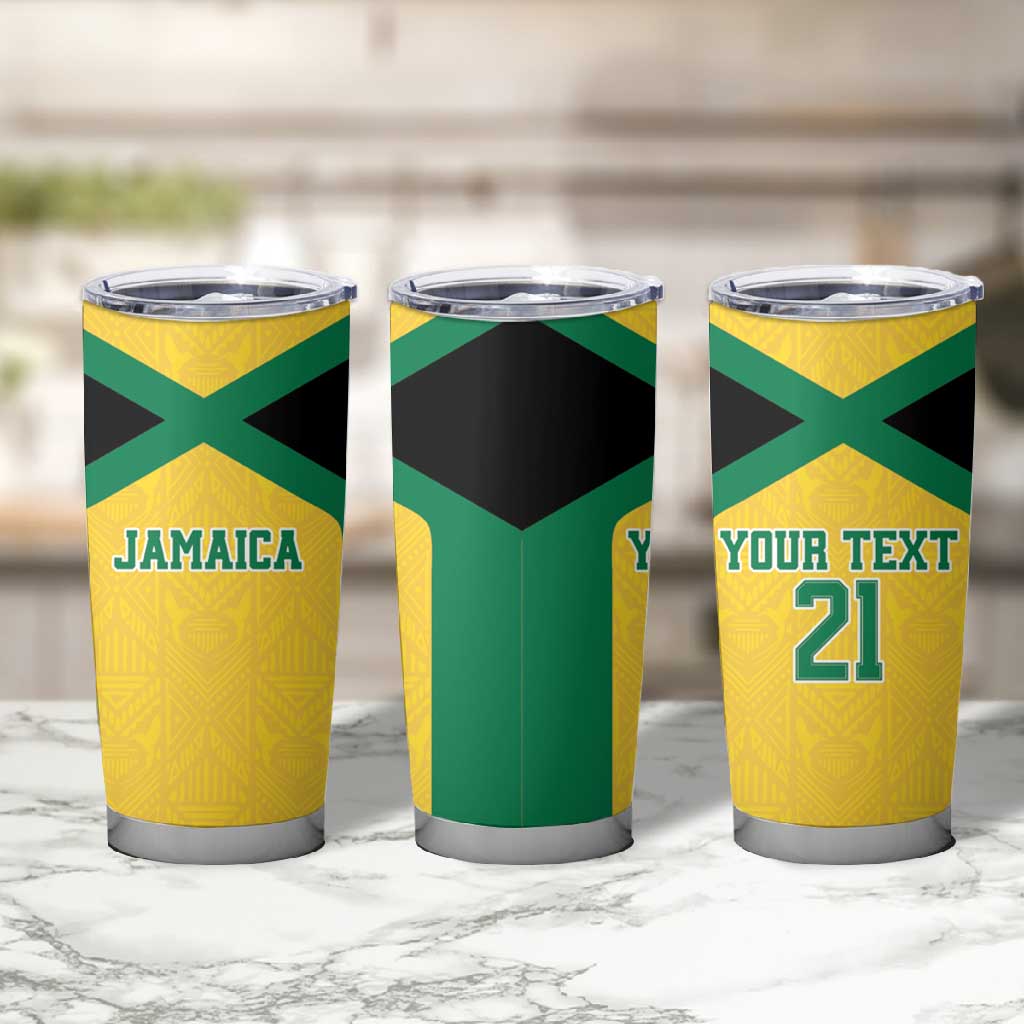 Afro-Jamaicans Football Custom Tumbler Cup Gold Ethnic Motifs LT9