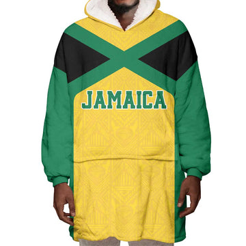 Afro-Jamaicans Football Custom Wearable Blanket Hoodie Gold Ethnic Motifs LT9