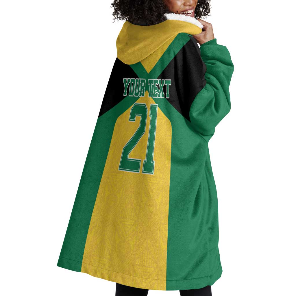 Afro-Jamaicans Football Custom Wearable Blanket Hoodie Gold Ethnic Motifs LT9