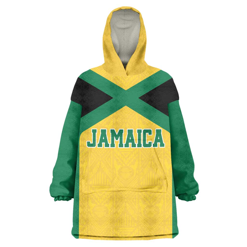 Afro-Jamaicans Football Custom Wearable Blanket Hoodie Gold Ethnic Motifs LT9