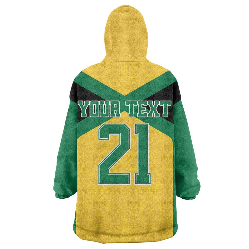 Afro-Jamaicans Football Custom Wearable Blanket Hoodie Gold Ethnic Motifs LT9