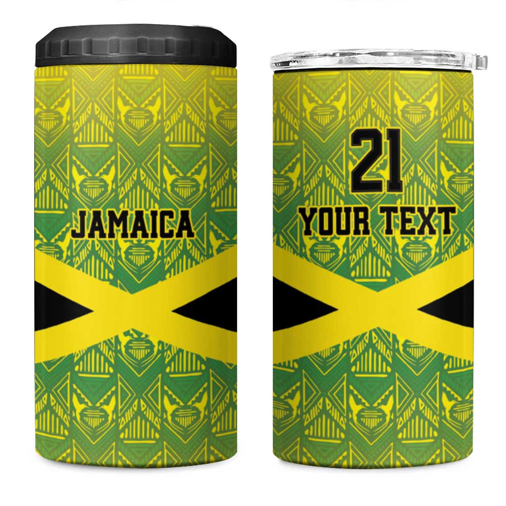 Afro-Jamaicans Custom 4 in 1 Can Cooler Tumbler Reggae Boyz With Traditional Pattern LT9