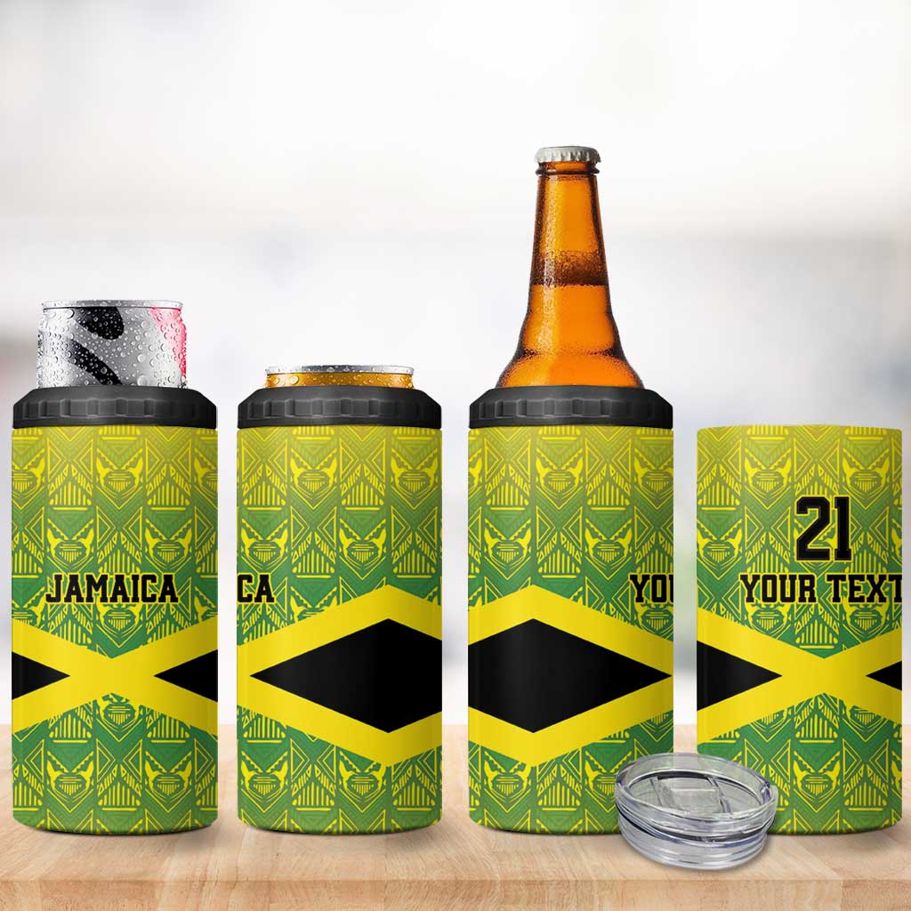 Afro-Jamaicans Custom 4 in 1 Can Cooler Tumbler Reggae Boyz With Traditional Pattern LT9