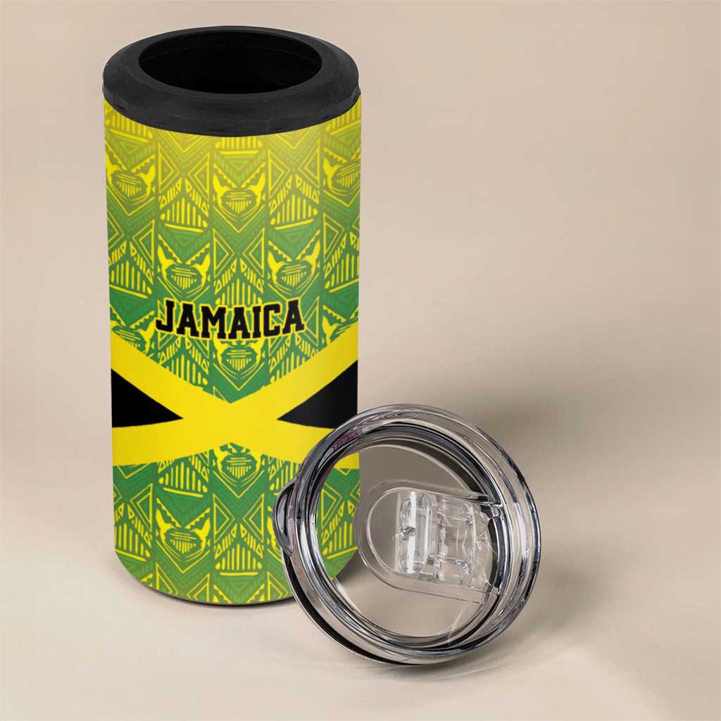 Afro-Jamaicans Custom 4 in 1 Can Cooler Tumbler Reggae Boyz With Traditional Pattern LT9
