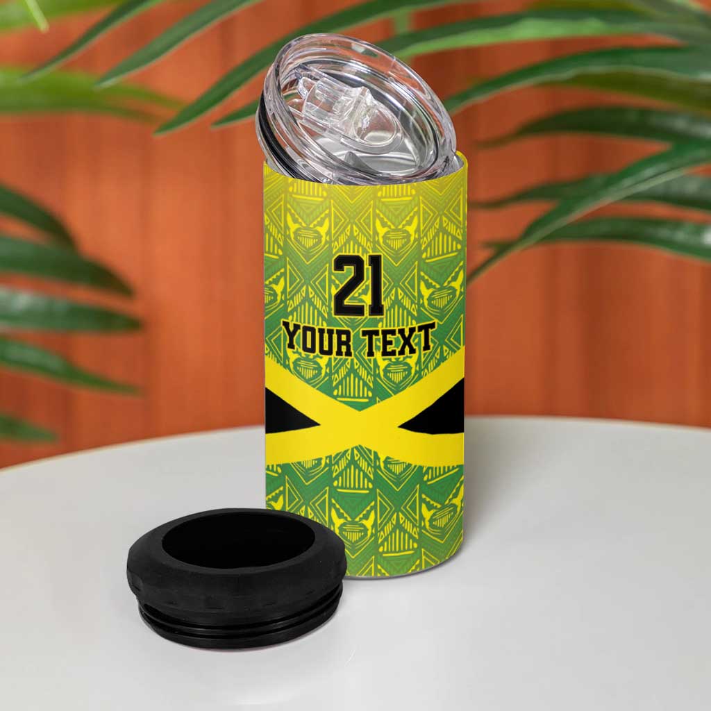 Afro-Jamaicans Custom 4 in 1 Can Cooler Tumbler Reggae Boyz With Traditional Pattern LT9