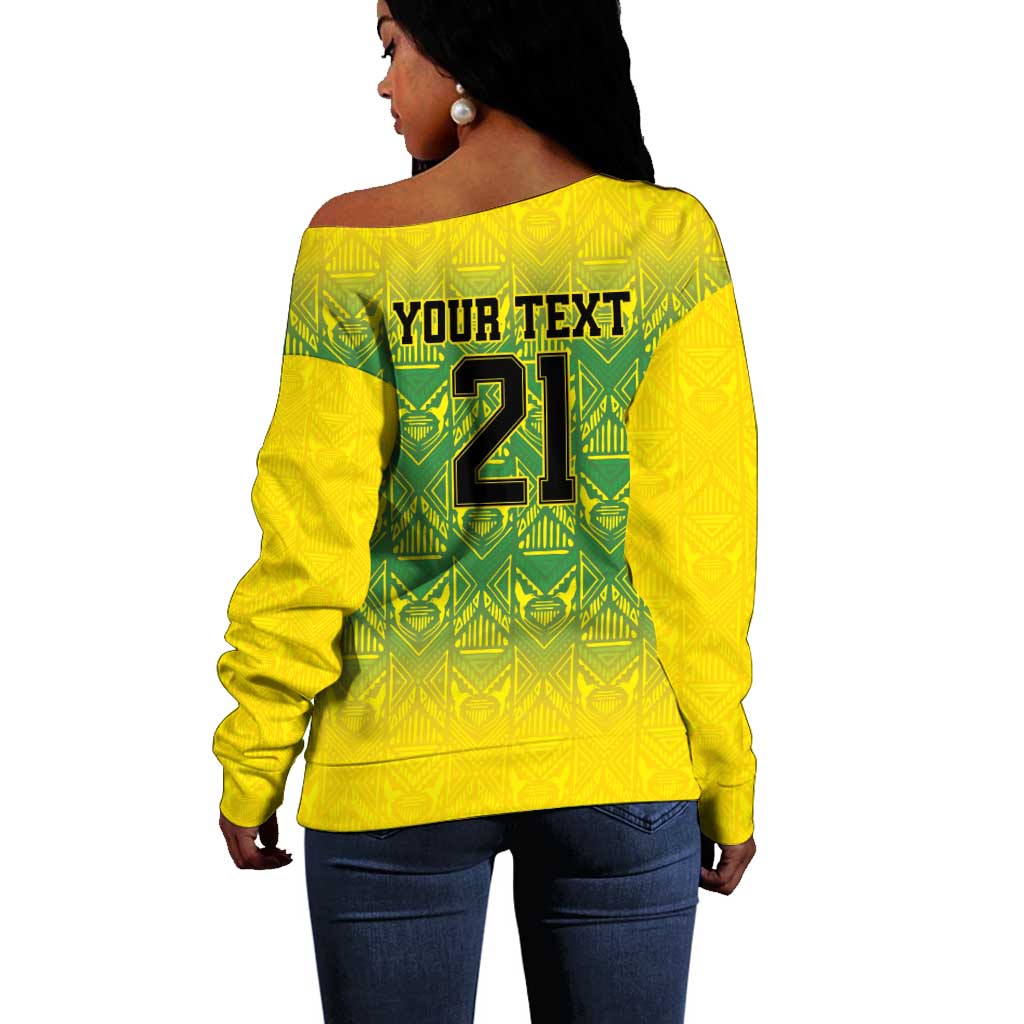 Afro-Jamaicans Custom Off Shoulder Sweater Reggae Boyz With Traditional Pattern LT9
