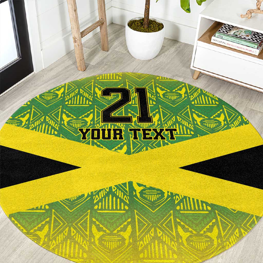 Afro-Jamaicans Custom Round Carpet Reggae Boyz With Traditional Pattern LT9