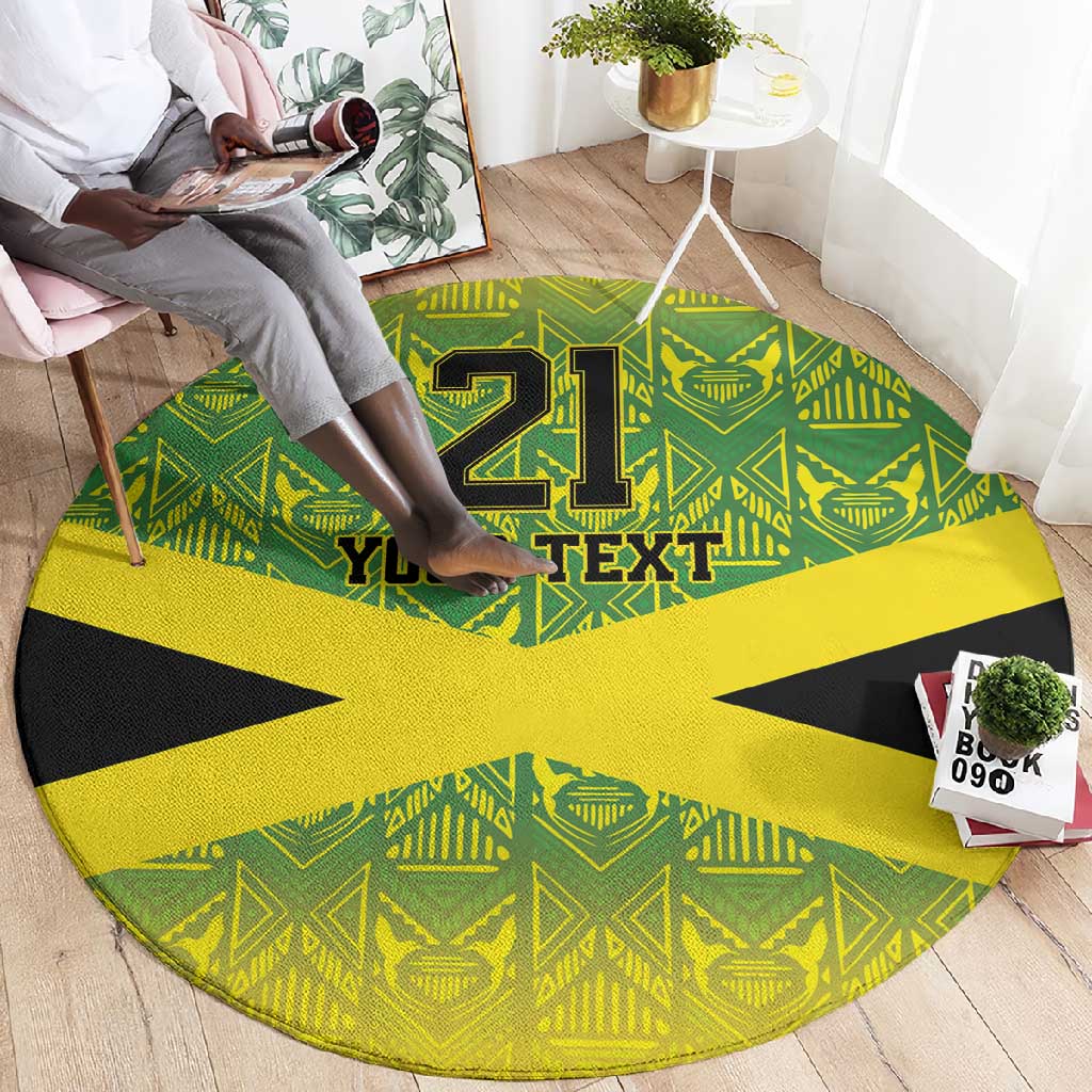 Afro-Jamaicans Custom Round Carpet Reggae Boyz With Traditional Pattern LT9
