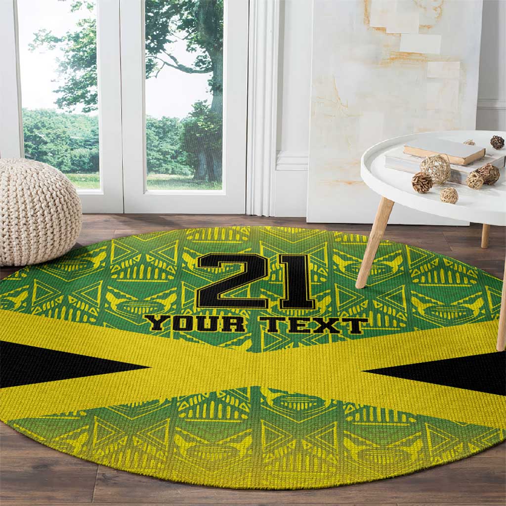Afro-Jamaicans Custom Round Carpet Reggae Boyz With Traditional Pattern LT9