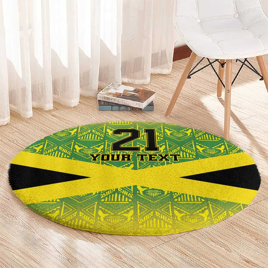 Afro-Jamaicans Custom Round Carpet Reggae Boyz With Traditional Pattern LT9