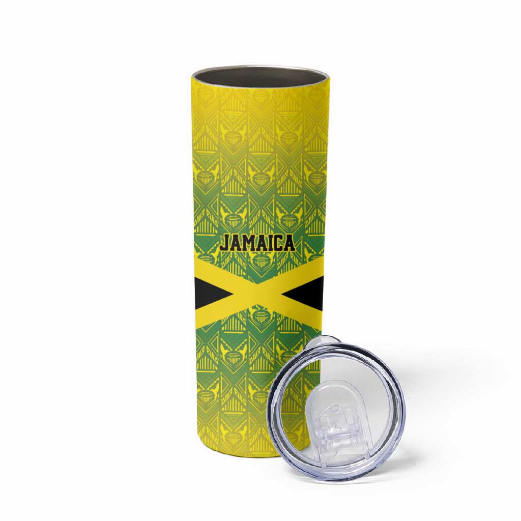 Afro-Jamaicans Custom Skinny Tumbler Reggae Boyz With Traditional Pattern LT9