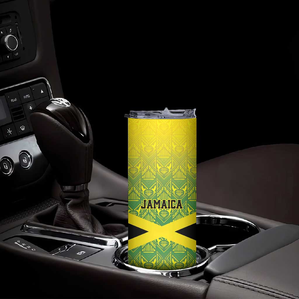 Afro-Jamaicans Custom Skinny Tumbler Reggae Boyz With Traditional Pattern LT9