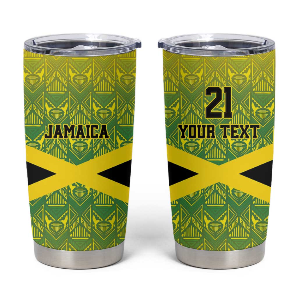 Afro-Jamaicans Custom Tumbler Cup Reggae Boyz With Traditional Pattern LT9
