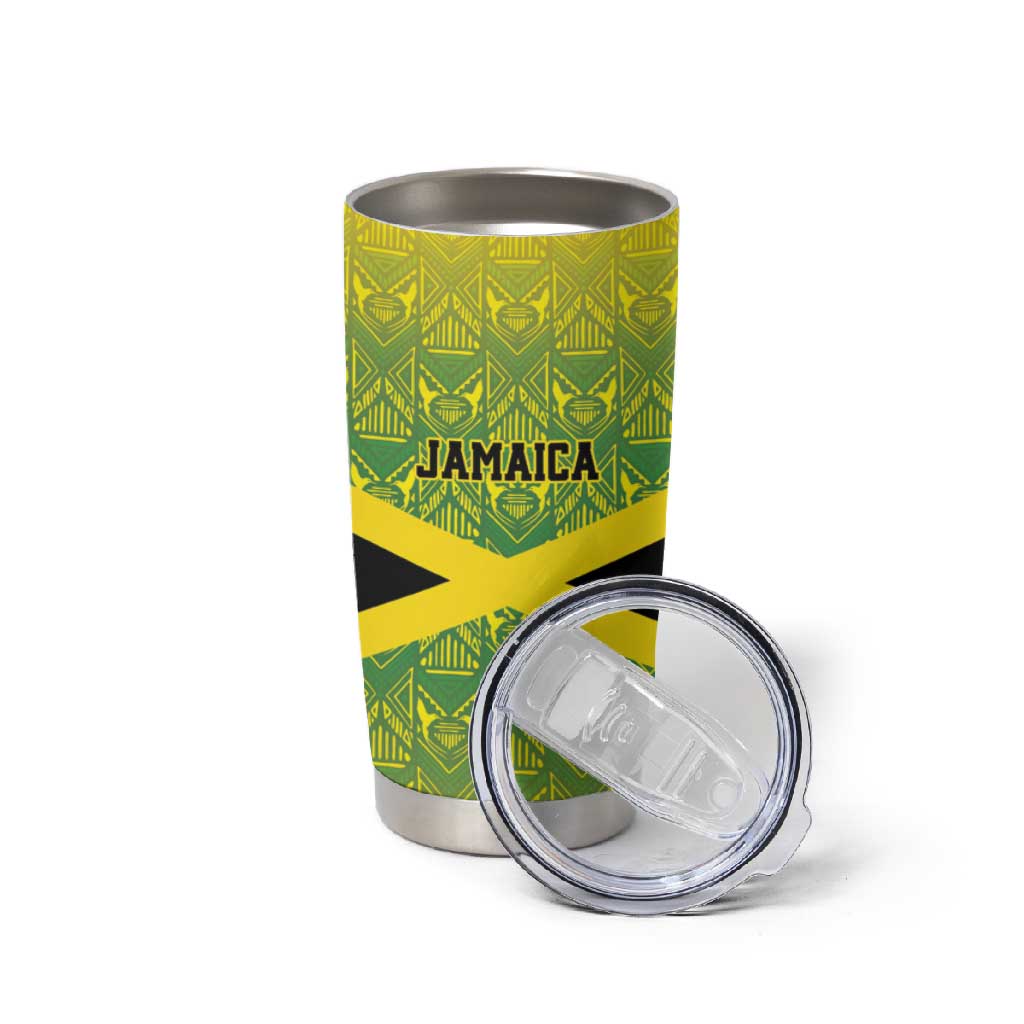 Afro-Jamaicans Custom Tumbler Cup Reggae Boyz With Traditional Pattern LT9