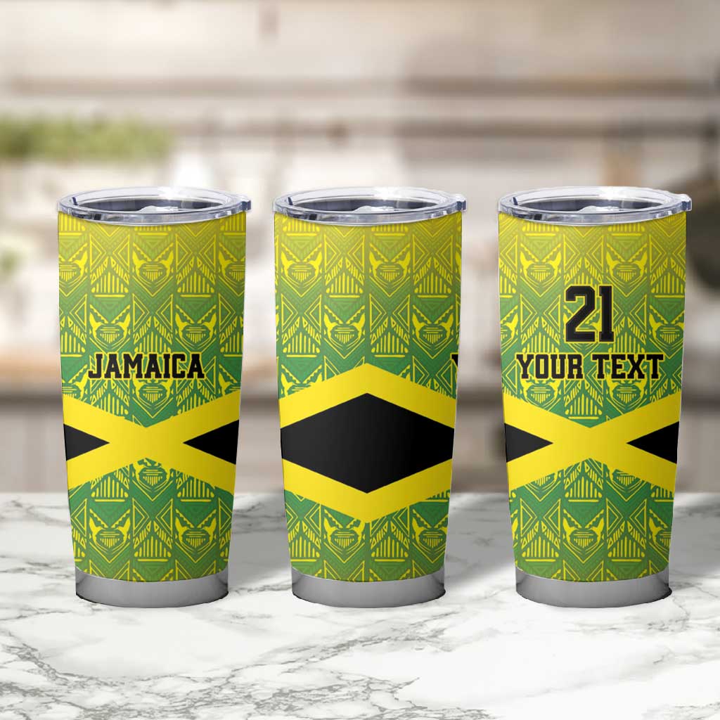 Afro-Jamaicans Custom Tumbler Cup Reggae Boyz With Traditional Pattern LT9