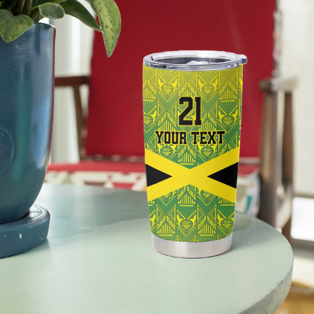 Afro-Jamaicans Custom Tumbler Cup Reggae Boyz With Traditional Pattern LT9