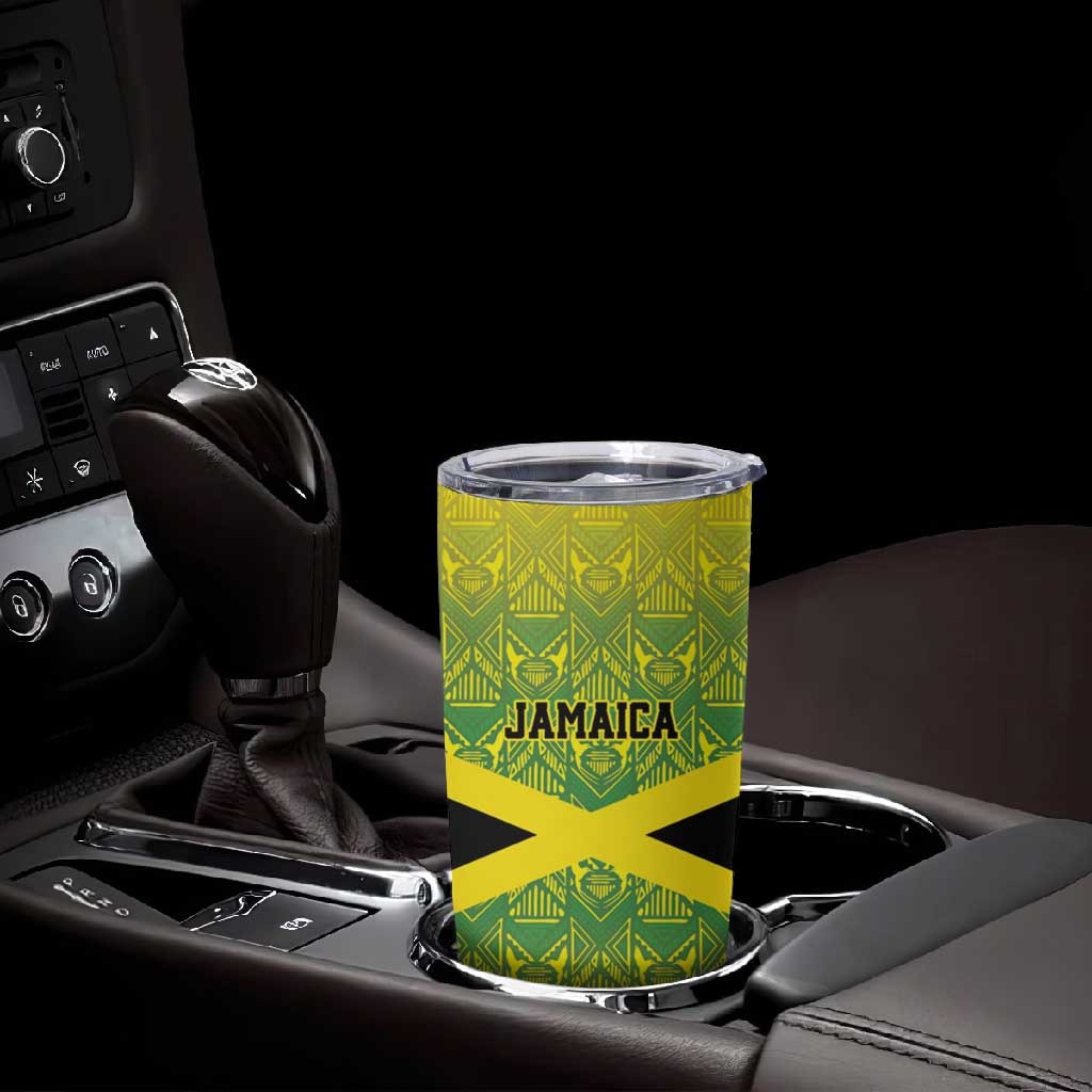 Afro-Jamaicans Custom Tumbler Cup Reggae Boyz With Traditional Pattern LT9