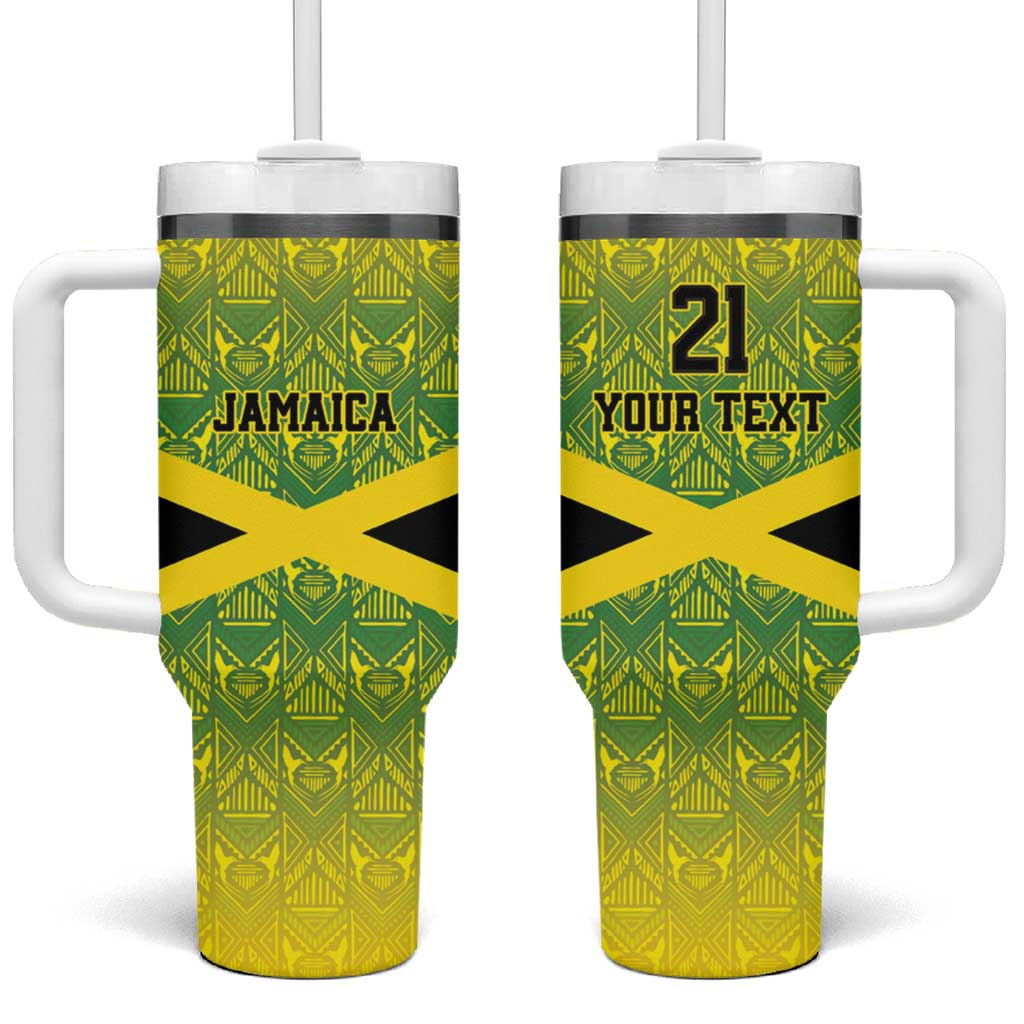 Afro-Jamaicans Custom Tumbler With Handle Reggae Boyz With Traditional Pattern LT9