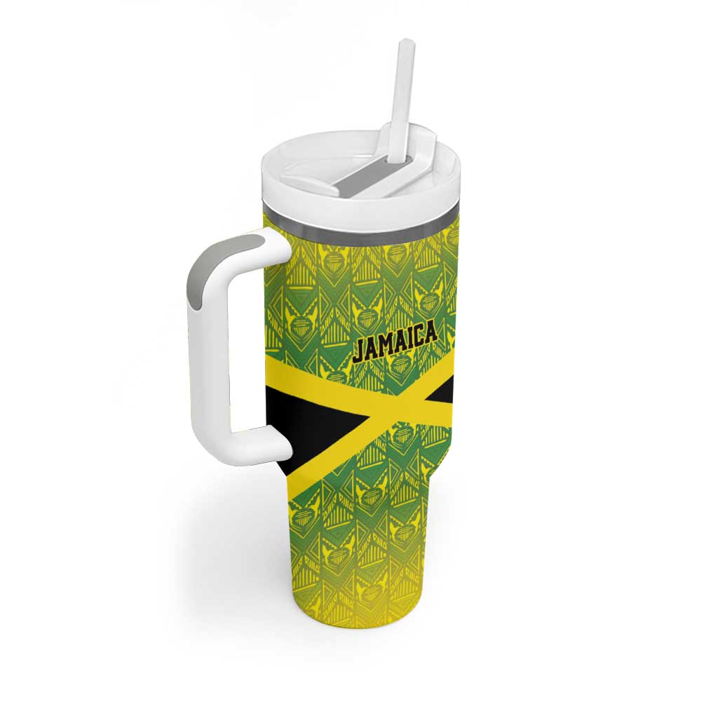 Afro-Jamaicans Custom Tumbler With Handle Reggae Boyz With Traditional Pattern LT9