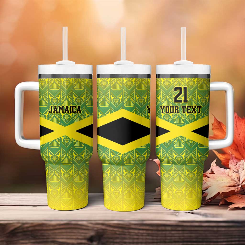 Afro-Jamaicans Custom Tumbler With Handle Reggae Boyz With Traditional Pattern LT9