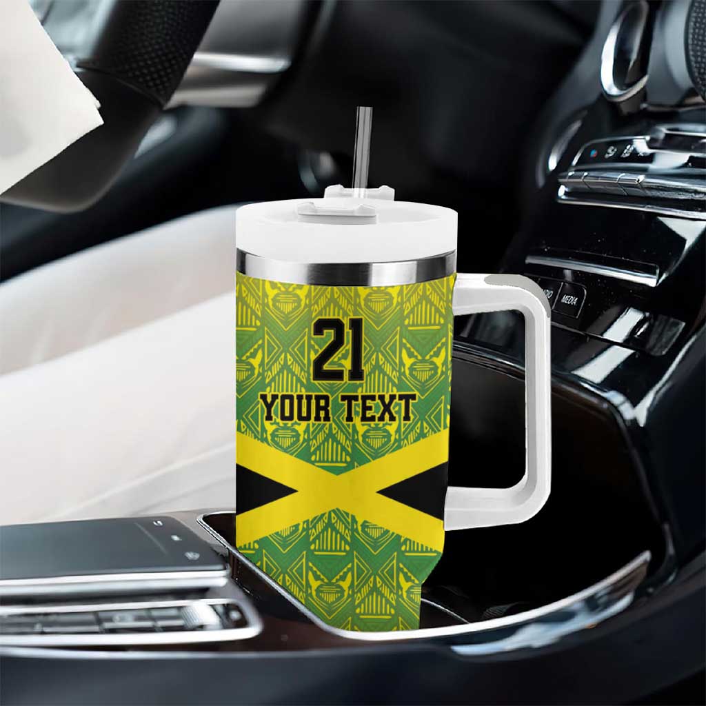 Afro-Jamaicans Custom Tumbler With Handle Reggae Boyz With Traditional Pattern LT9