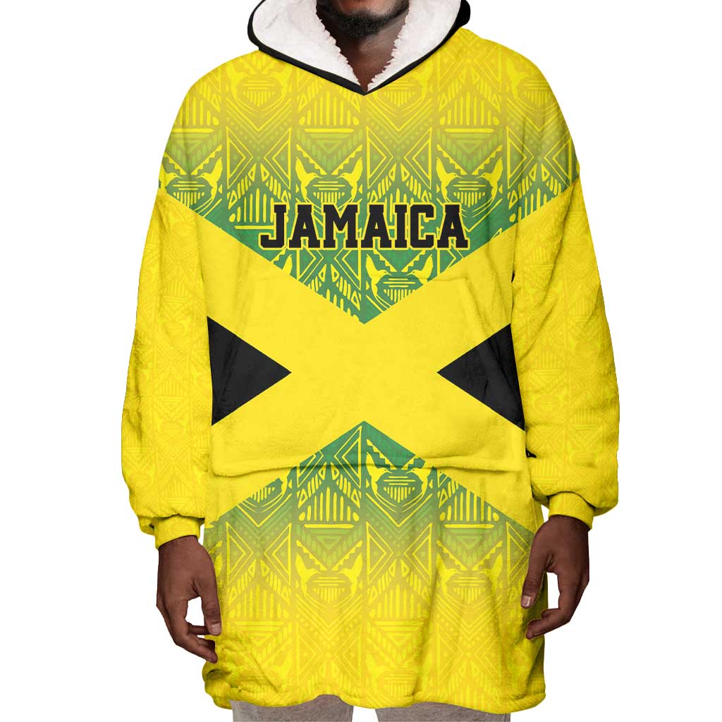 Afro-Jamaicans Custom Wearable Blanket Hoodie Reggae Boyz With Traditional Pattern LT9