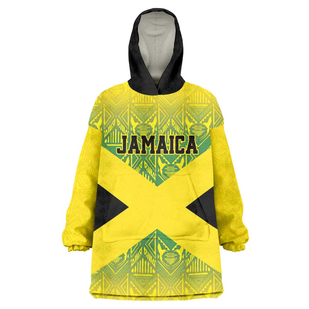 Afro-Jamaicans Custom Wearable Blanket Hoodie Reggae Boyz With Traditional Pattern LT9