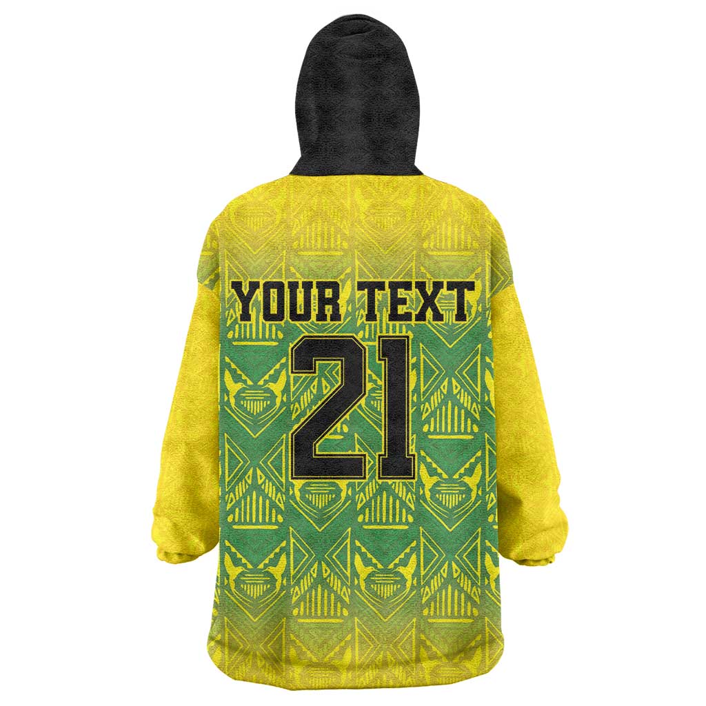 Afro-Jamaicans Custom Wearable Blanket Hoodie Reggae Boyz With Traditional Pattern LT9