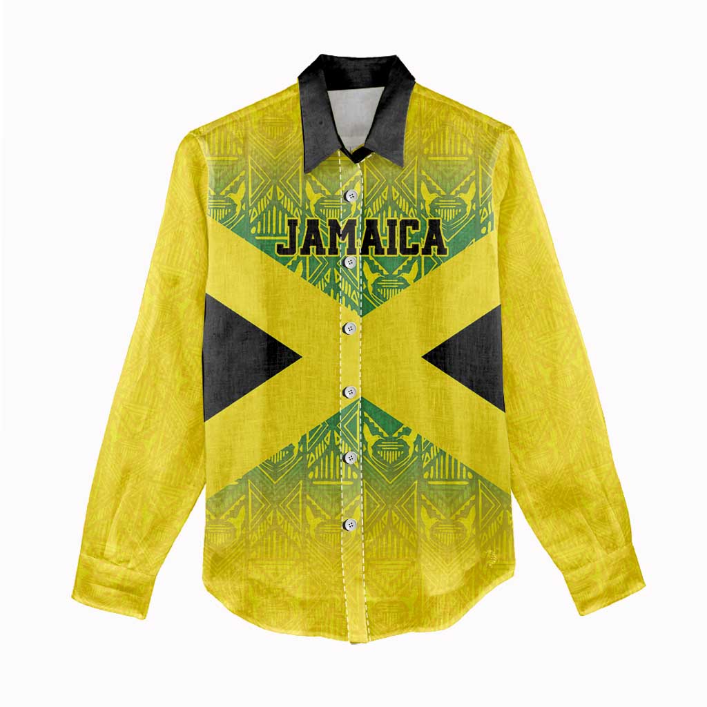 Afro-Jamaicans Custom Women Casual Shirt Reggae Boyz With Traditional Pattern LT9