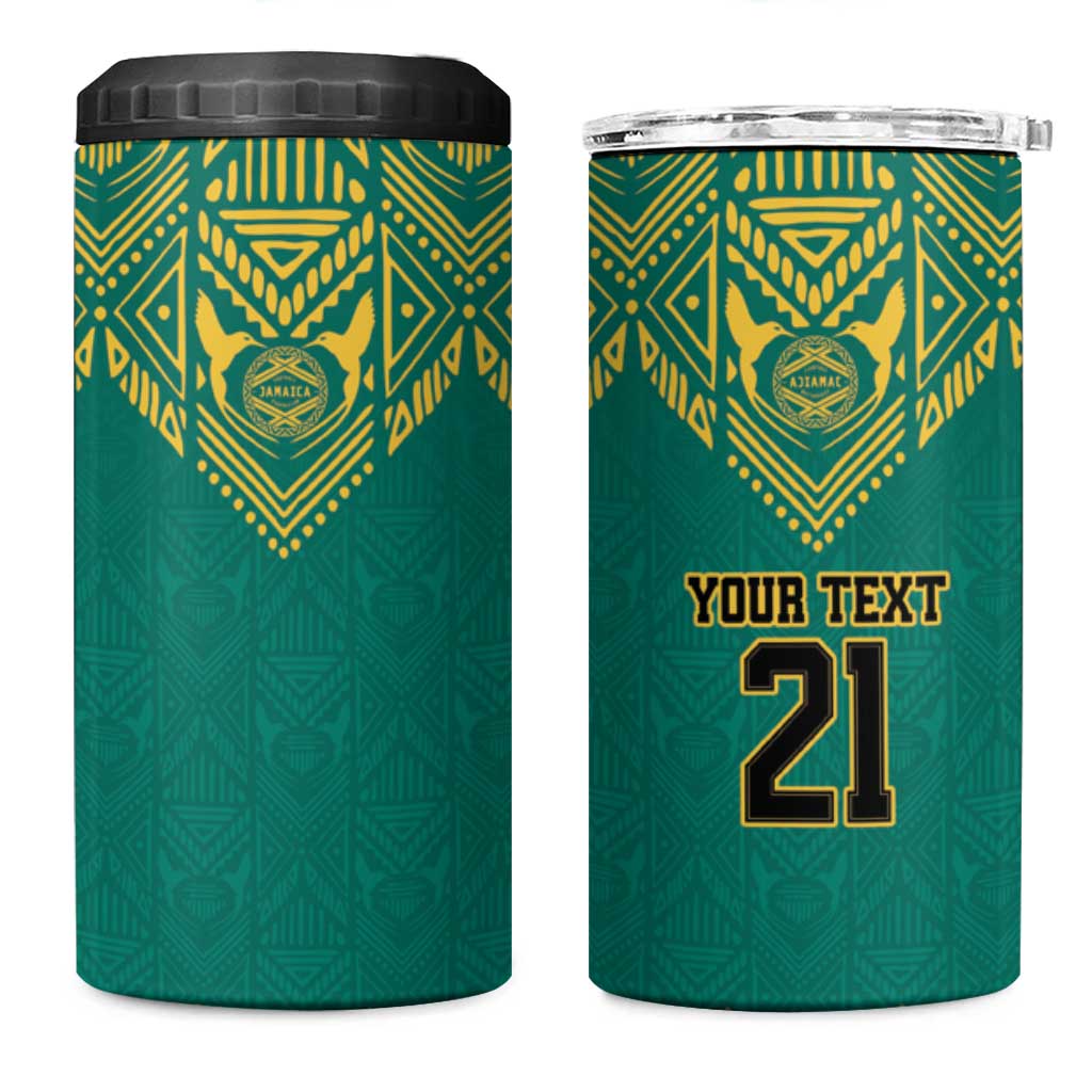 Afro-Jamaicans Tribal Custom Football 4 in 1 Can Cooler Tumbler Green Style LT9