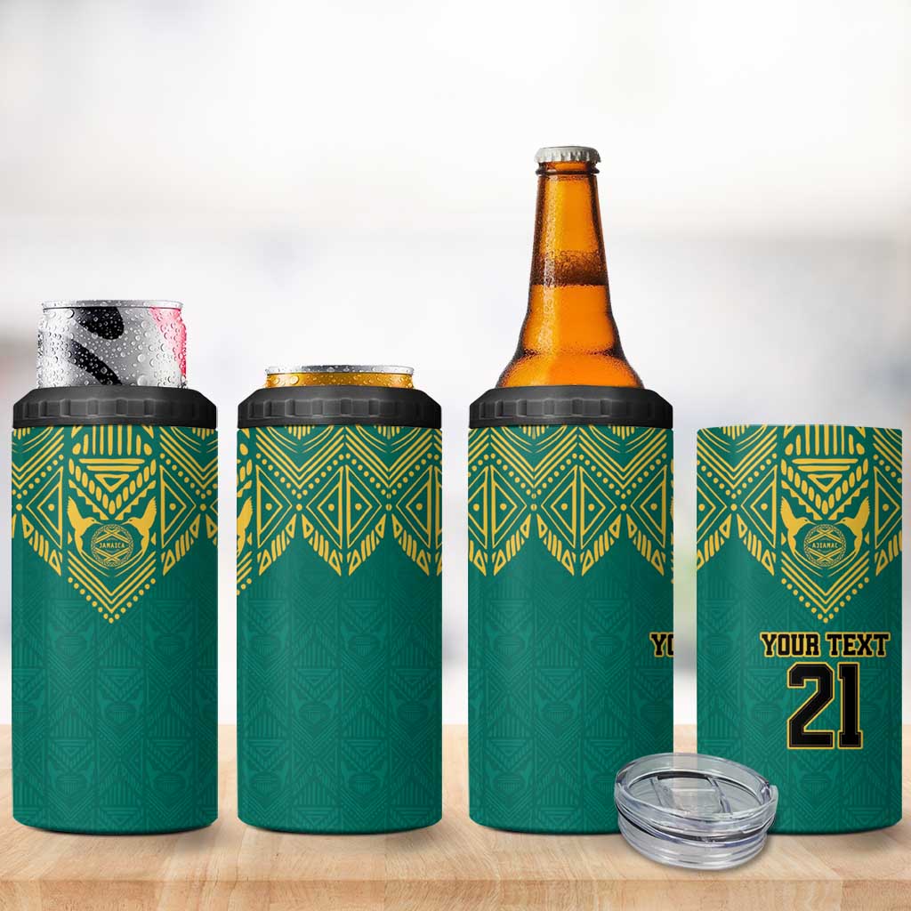 Afro-Jamaicans Tribal Custom Football 4 in 1 Can Cooler Tumbler Green Style LT9