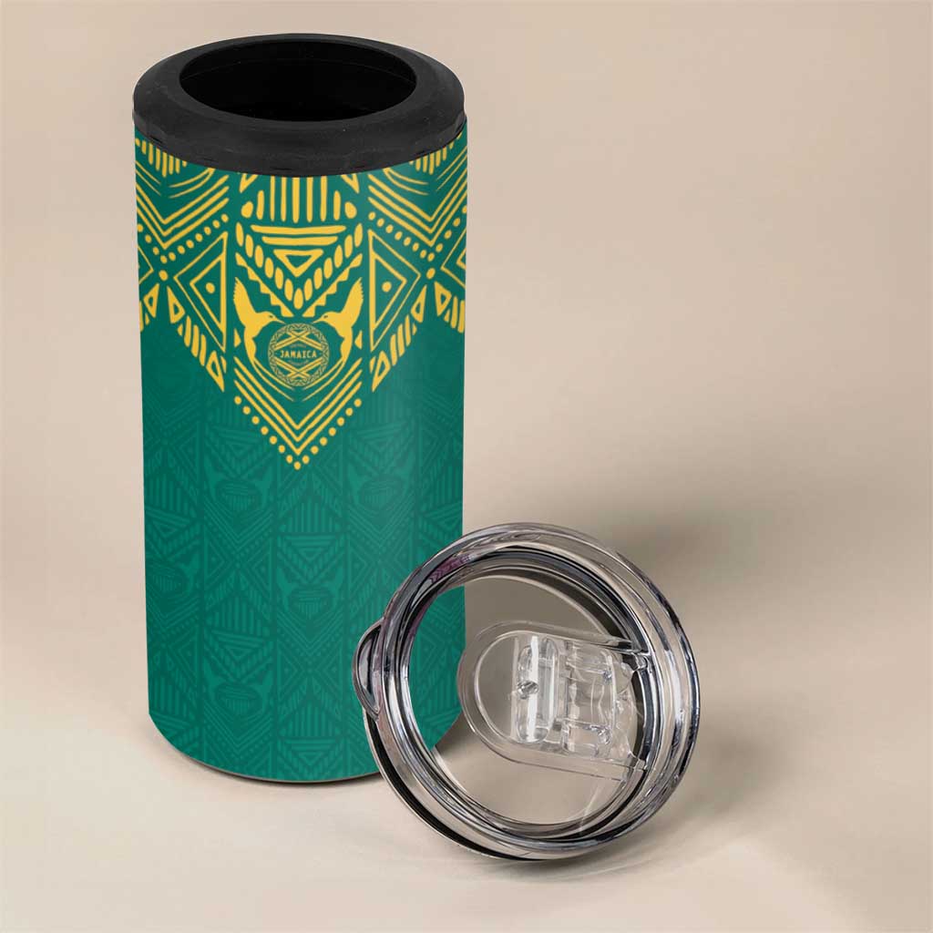 Afro-Jamaicans Tribal Custom Football 4 in 1 Can Cooler Tumbler Green Style LT9