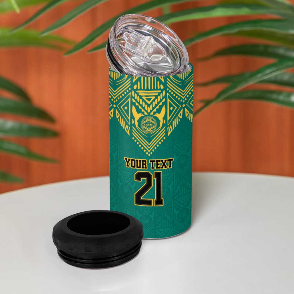 Afro-Jamaicans Tribal Custom Football 4 in 1 Can Cooler Tumbler Green Style LT9
