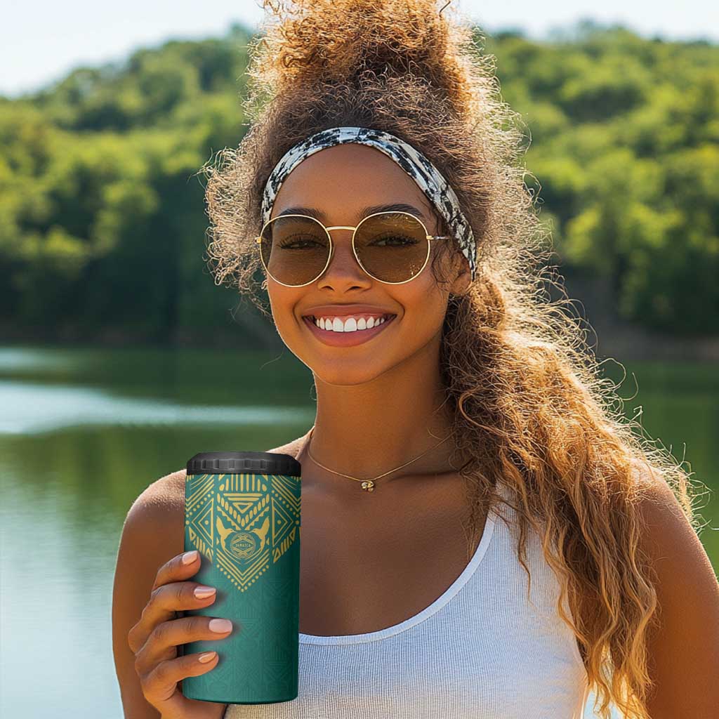 Afro-Jamaicans Tribal Custom Football 4 in 1 Can Cooler Tumbler Green Style LT9