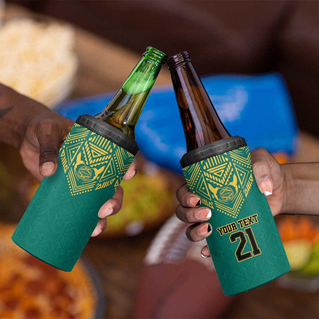 Afro-Jamaicans Tribal Custom Football 4 in 1 Can Cooler Tumbler Green Style LT9