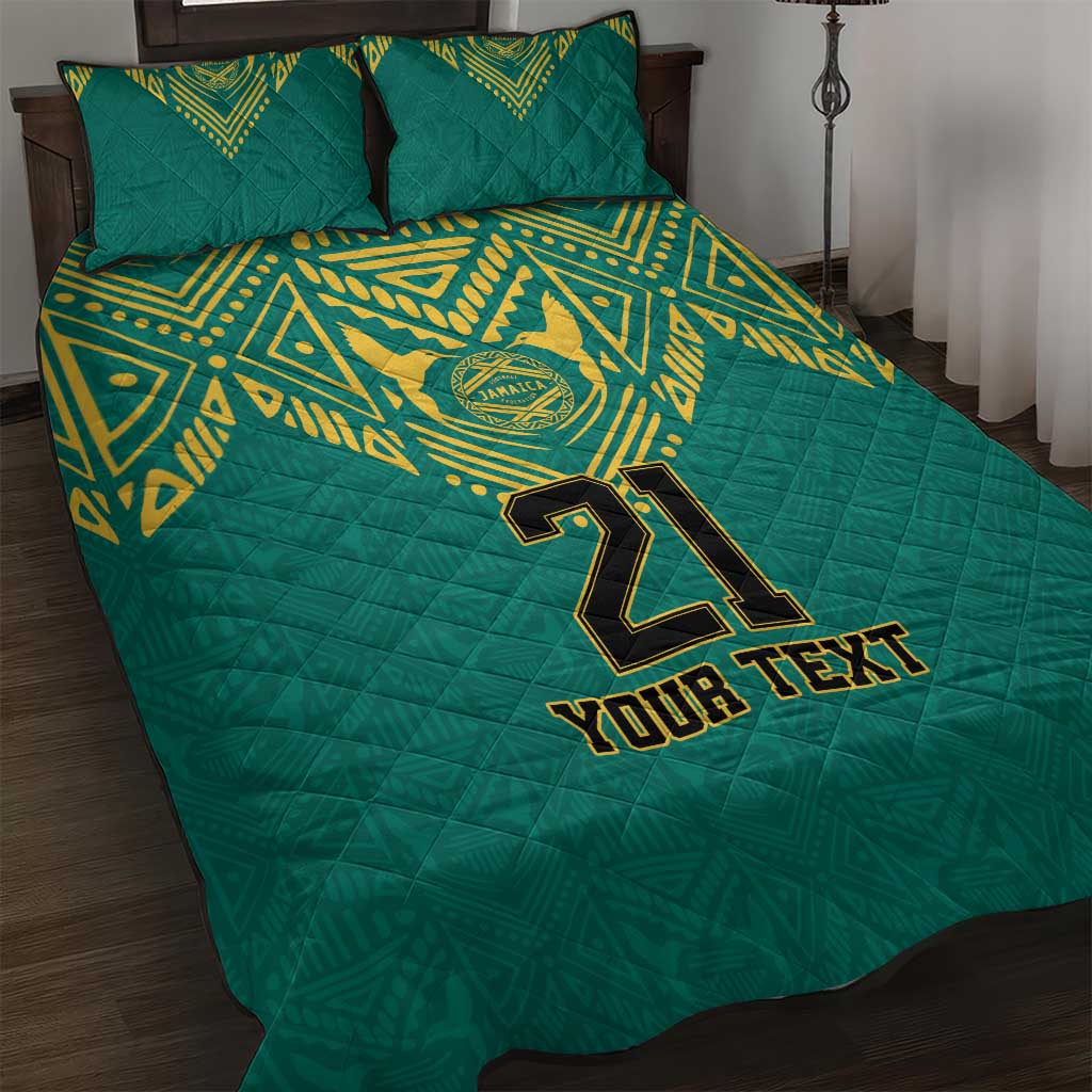 Afro-Jamaicans Tribal Custom Football Quilt Bed Set Green Style LT9